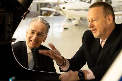Left to Right, Paul Huijts, Dutch Ambassador to the UK, with John Dewing, Director of Operations at SaxonAir. Credit: Lesley van Dijk