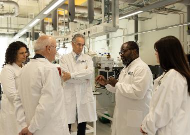 Mr Huits meeting with leading scientists at Norwich Research Park. Credit: Lesley van Dijk.