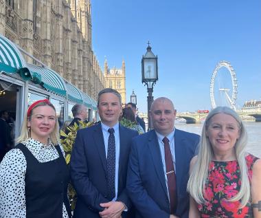 Business board members Denise Hone, Nick Steven-Jones, Councillor Candon and Councillor Mason Billig at the House of Commons