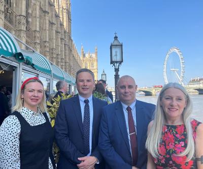 Business board members Denise Hone, Nick Steven-Jones, Councillor Candon and Councillor Mason Billig at the House of Commons